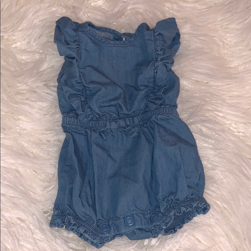 Janie and Jack Denim Romper 0-3 months.